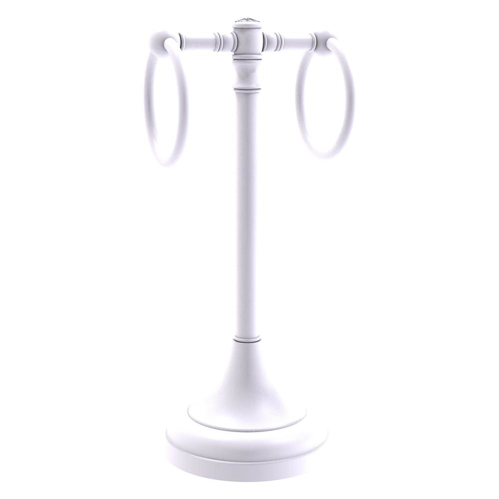 Allied Brass Carolina Crystal Collection 2 Ring Guest Towel Stand - Matte White