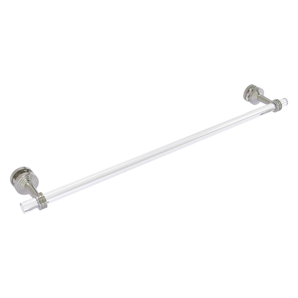 Allied Brass Pacific Beach Collection 30 Inch Shower Door Towel Bar with Dotted Accents - Satin Nickel