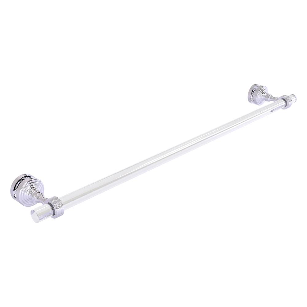 Allied Brass Pacific Grove Collection 30 Inch Shower Door Towel Bar with Grooved Accents - Polished Chrome