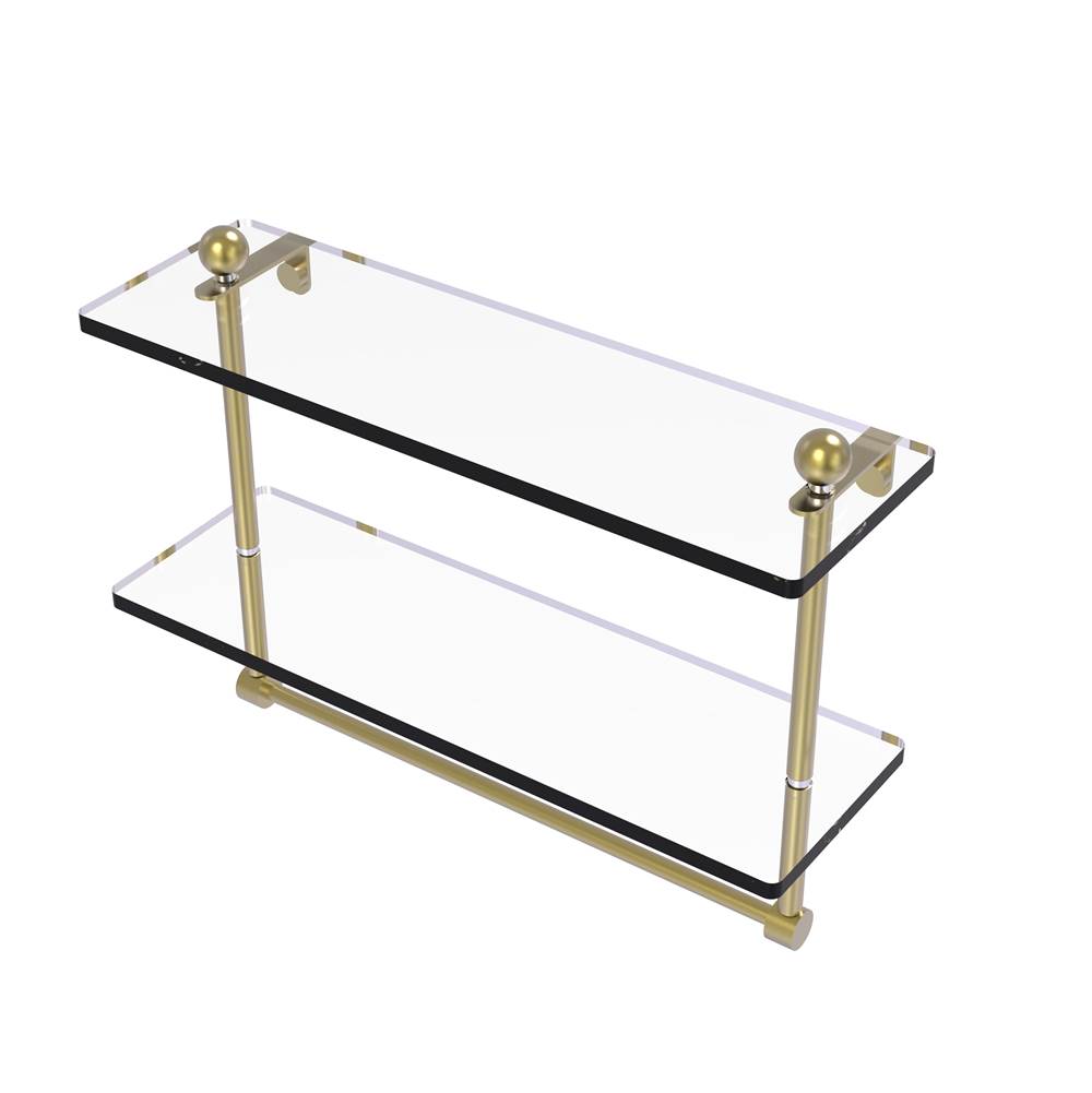 Allied Brass 16 Inch Two Tiered Glass Shelf with Integrated Towel Bar