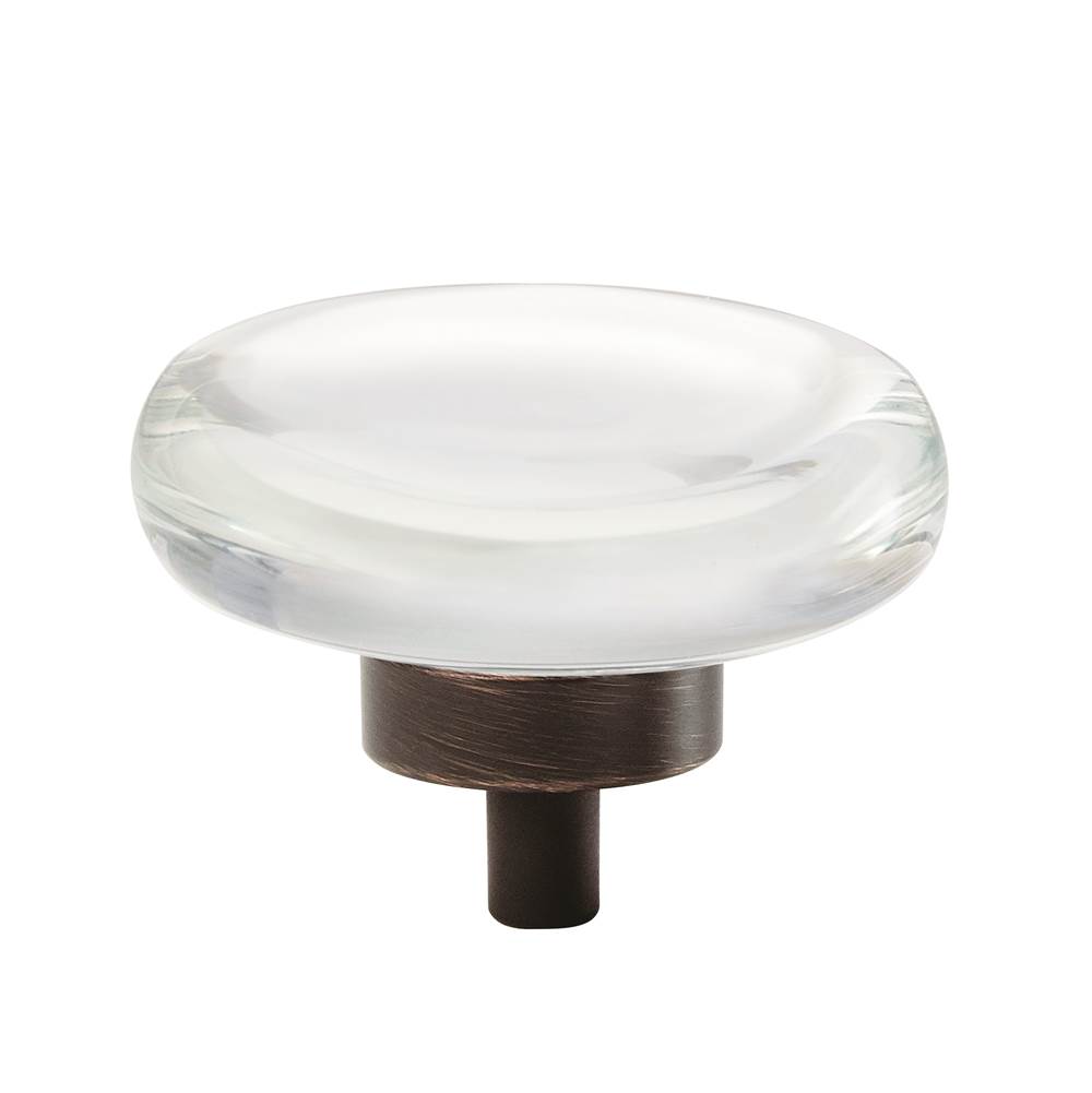 Amerock Glacio 1-3/4 in (44 mm) Diameter Clear/Oil-Rubbed Bronze Cabinet Knob