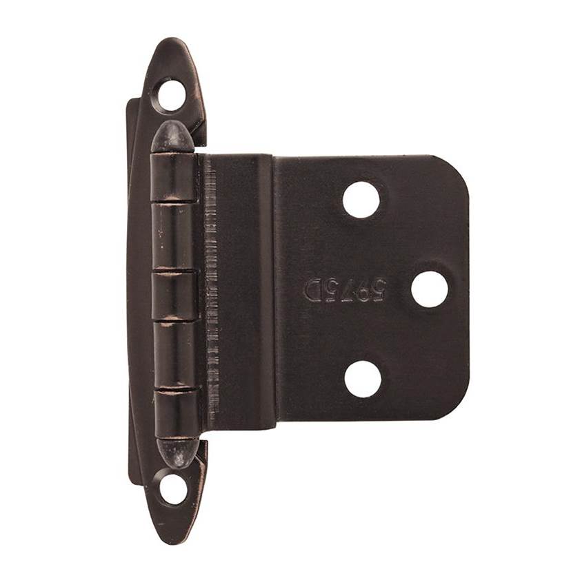 Amerock 3/8in (10 mm) Inset Non Self-Closing, Face Mount Oil-Rubbed Bronze Hinge - 2 Pack
