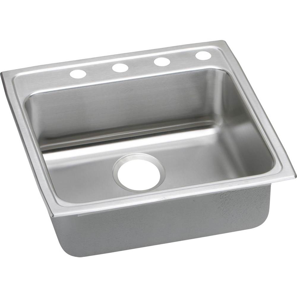 Elkay Lustertone Classic Stainless Steel 22'' x 22'' x 5'', 3-Hole Single Bowl Drop-in ADA Sink with Quick-clip