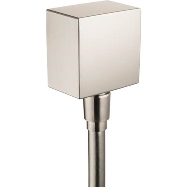 Hansgrohe FixFit Wall Outlet Square with Check Valves in Brushed Nickel