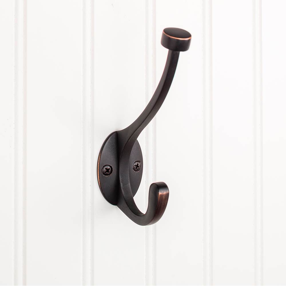 Hardware Resources 5-1/2'' Brushed Oil Rubbed Bronze Pilltop Double Prong Wall Mounted Hook