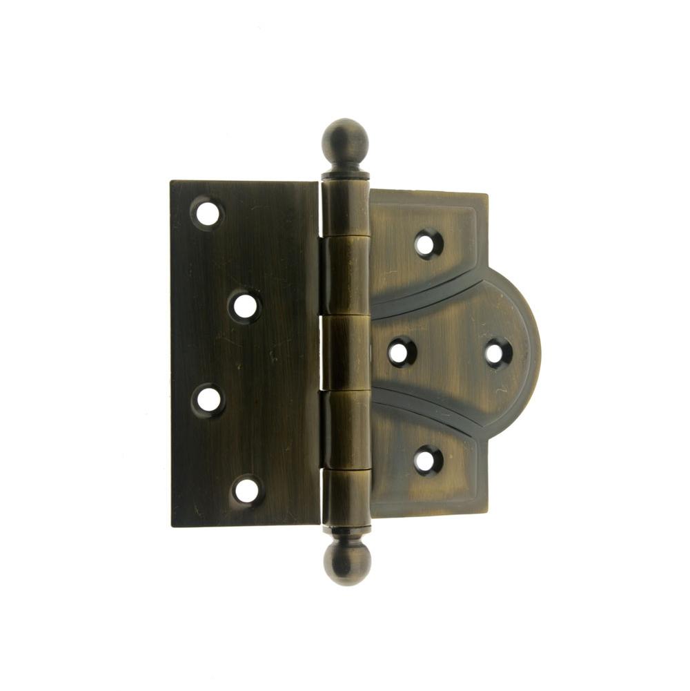 Idh Solid Brass 4'' X 5-1/8'' Combo Mortise/Surface Offset Hinge Ball Finials (Pair) Antique Brass-J
