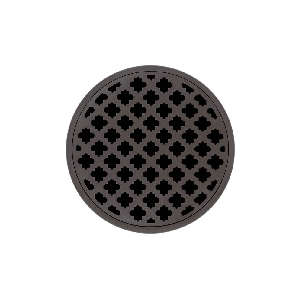 Infinity Drain 5'' Round Strainer with Moor Pattern Decorative Plate and 2'' Throat in Oil Rubbed Bronze for RMD 5