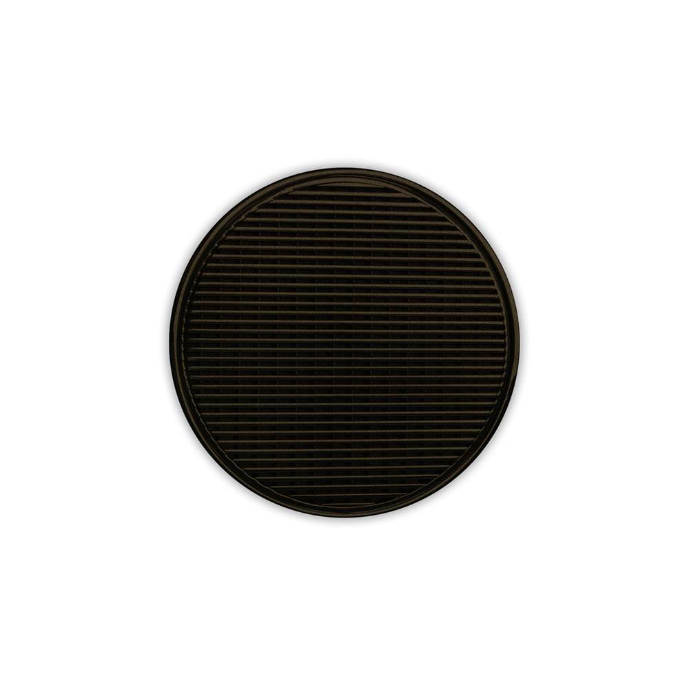 Infinity Drain 5'' Round RWDB 5 Complete Kit with Wedge Wire Pattern Decorative Plate in Oil Rubbed Bronze with PVC Bonded Flange Drain Body, 2'', 3'' and 4'' Outlet