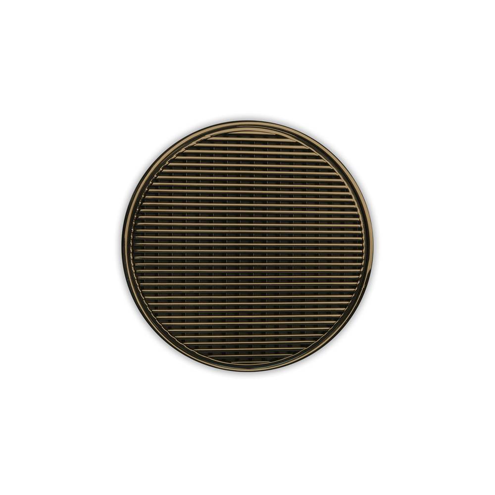 Infinity Drain 5'' Round RWDB 5 Complete Kit with Wedge Wire Pattern Decorative Plate in Satin Bronze with Stainless Steel Bonded Flange Drain Body, 2'' No Hub Outlet