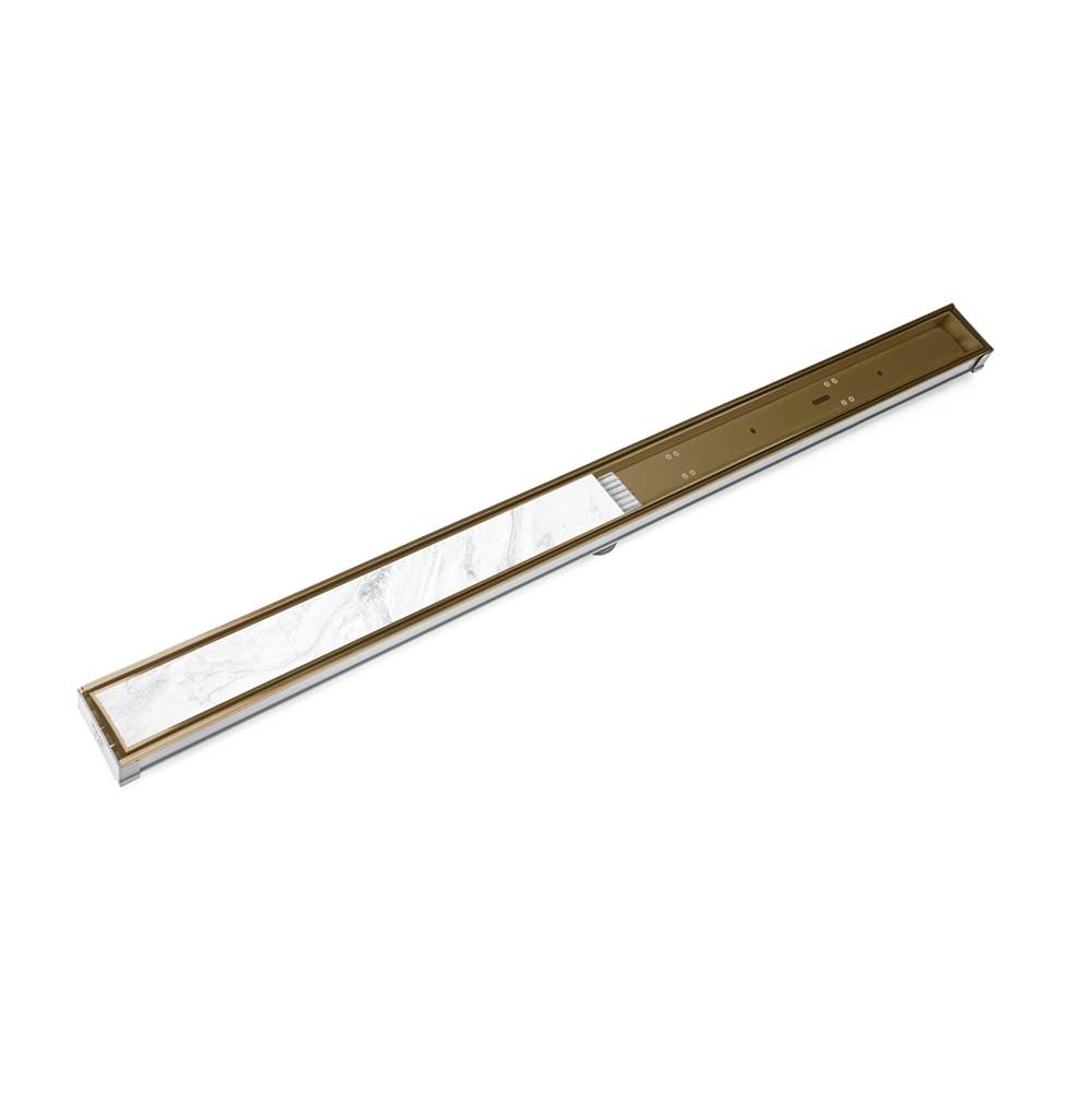 Infinity Drain 72'' S-PVC Series Low Profile Complete Kit with 2 1/2'' Tile Insert Frame in Satin Bronze