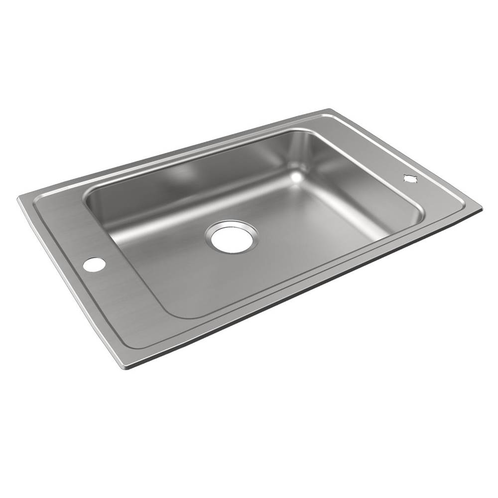 Just Manufacturing Stainless Steel 31'' x 19-1/2'' x 5-1/2'' 2LM-Hole Single Bowl Drop-in Classroom ADA Sink w/L and R Faucet Decks
