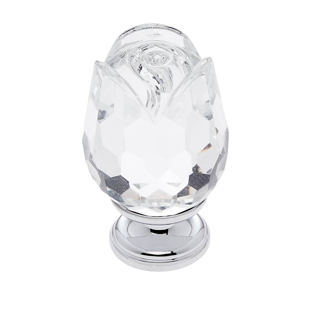 JVJ Hardware Pure Elegance Collection Polished Chrome Finish 31 percent Leaded Crystal 30 mm Rose Knob, Composition Leaded Crystal and Solid Brass