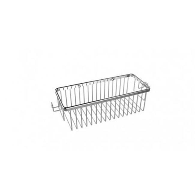 Kartners Bath & Shower Baskets - Single Wire Basket with Hooks-Brushed Chrome