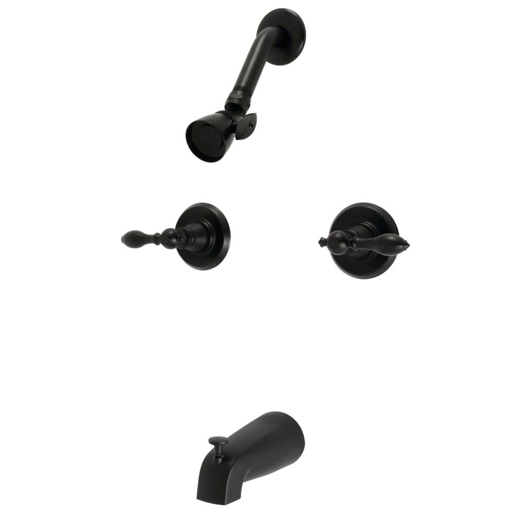 Kingston Brass American Classic Two-Handle Tub and Shower Faucet, Matte Black