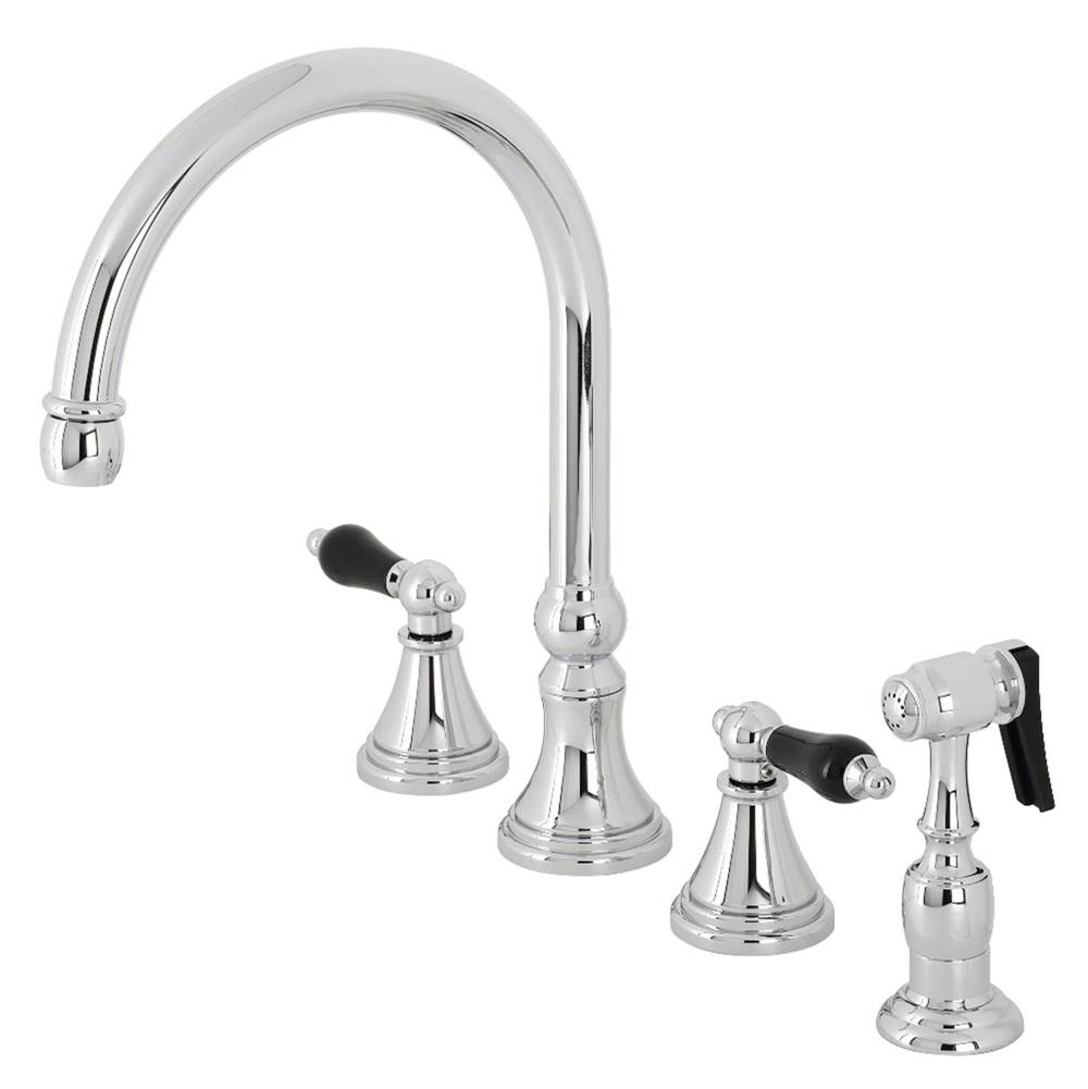 Kingston Brass Duchess Widespread Kitchen Faucet with Brass Sprayer, Polished Chrome