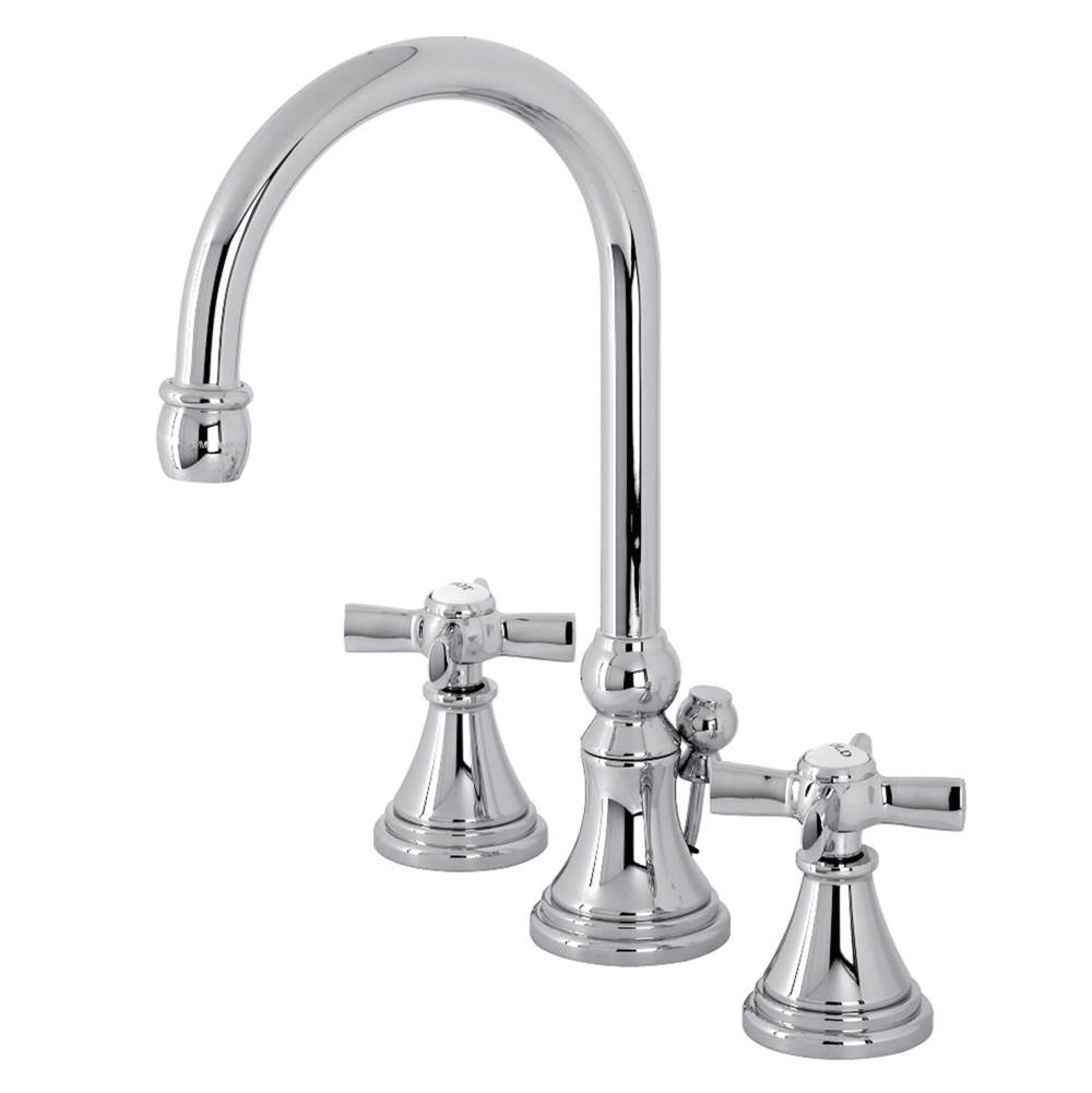 Kingston Brass Millennium Widespread Bathroom Faucet with Brass Pop-Up, Polished Chrome