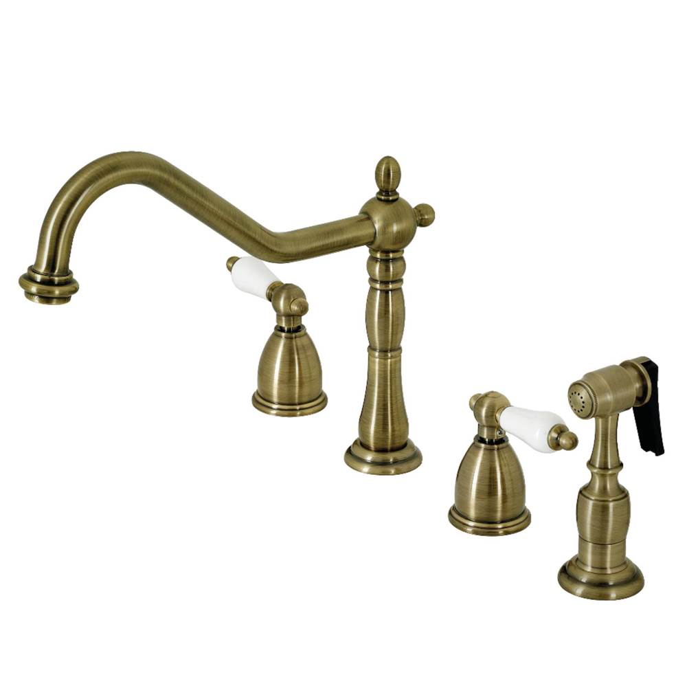 Kingston Brass Widespread Kitchen Faucet, Antique Brass