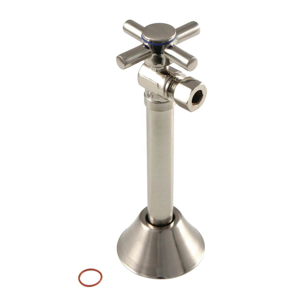 Kingston Brass Concord 1/2'' Sweat x 3/8'' O.D. Comp, Angle Shut Off Valve with 5'' Extension, Brushed Nickel
