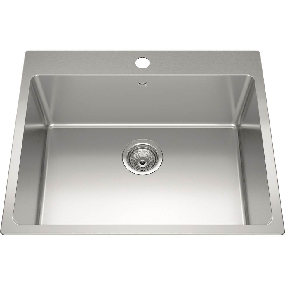 Kindred Brookmore 25.1-in LR x 20.9-in FB x 9-in DP Drop in Single Bowl Stainless Steel Sink, BSL2125-9-1N