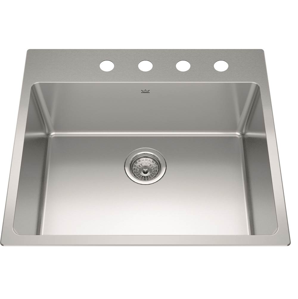 Kindred Brookmore 25.1-in LR x 22.1-in FB x 9-in DP Drop in Single Bowl Stainless Steel Sink, BSL2225-9-4N