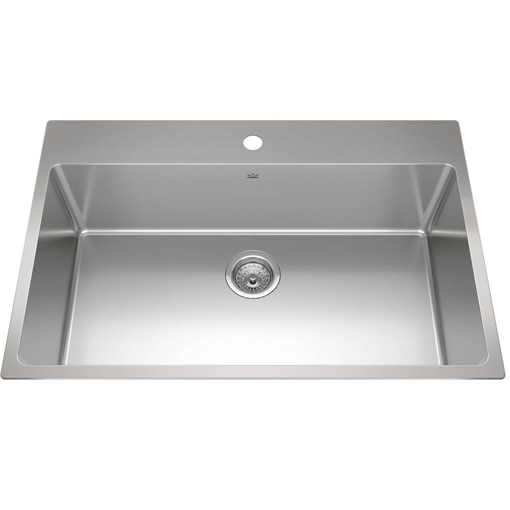 Kindred Brookmore 32.9-in LR x 22.1-in FB x 9-in DP Drop in Single Bowl Stainless Steel Sink, BSL2233-9-1N