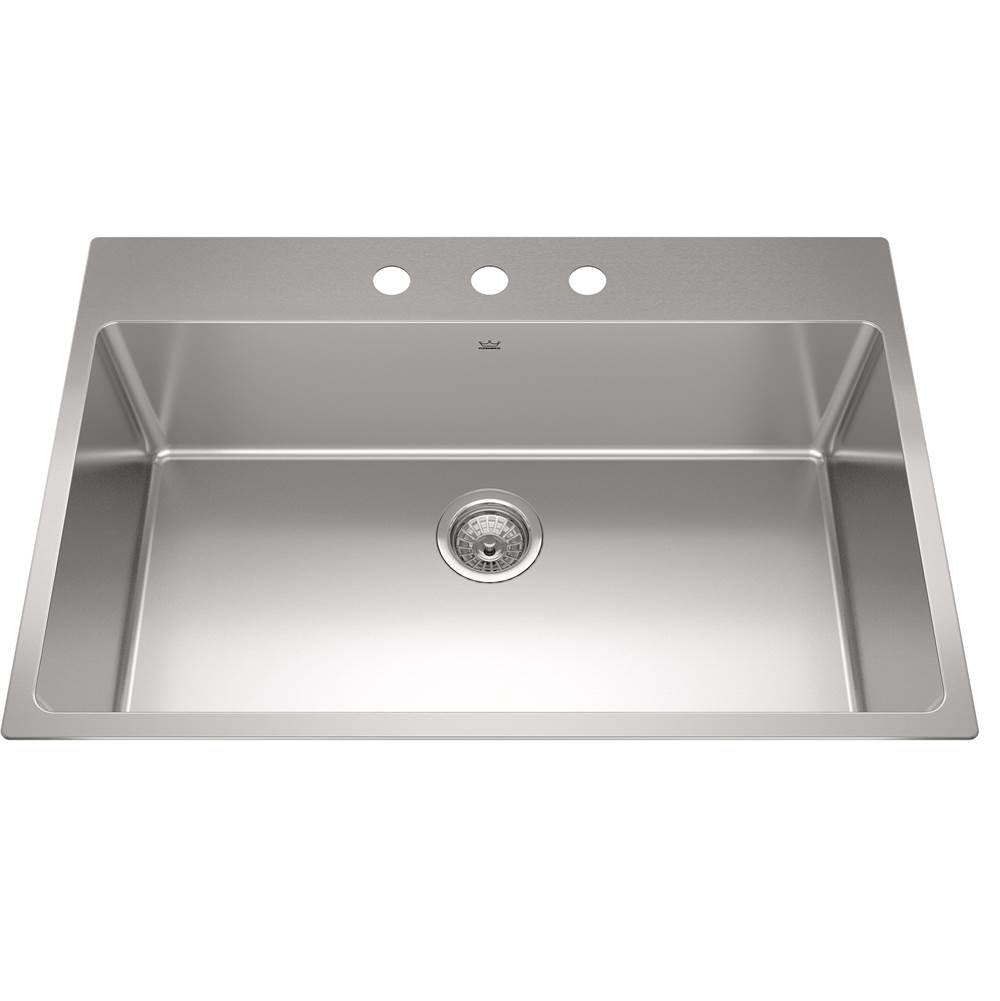 Kindred Brookmore 32.9-in LR x 22.1-in FB x 9-in DP Drop in Single Bowl Stainless Steel Sink, BSL2233-9-3N