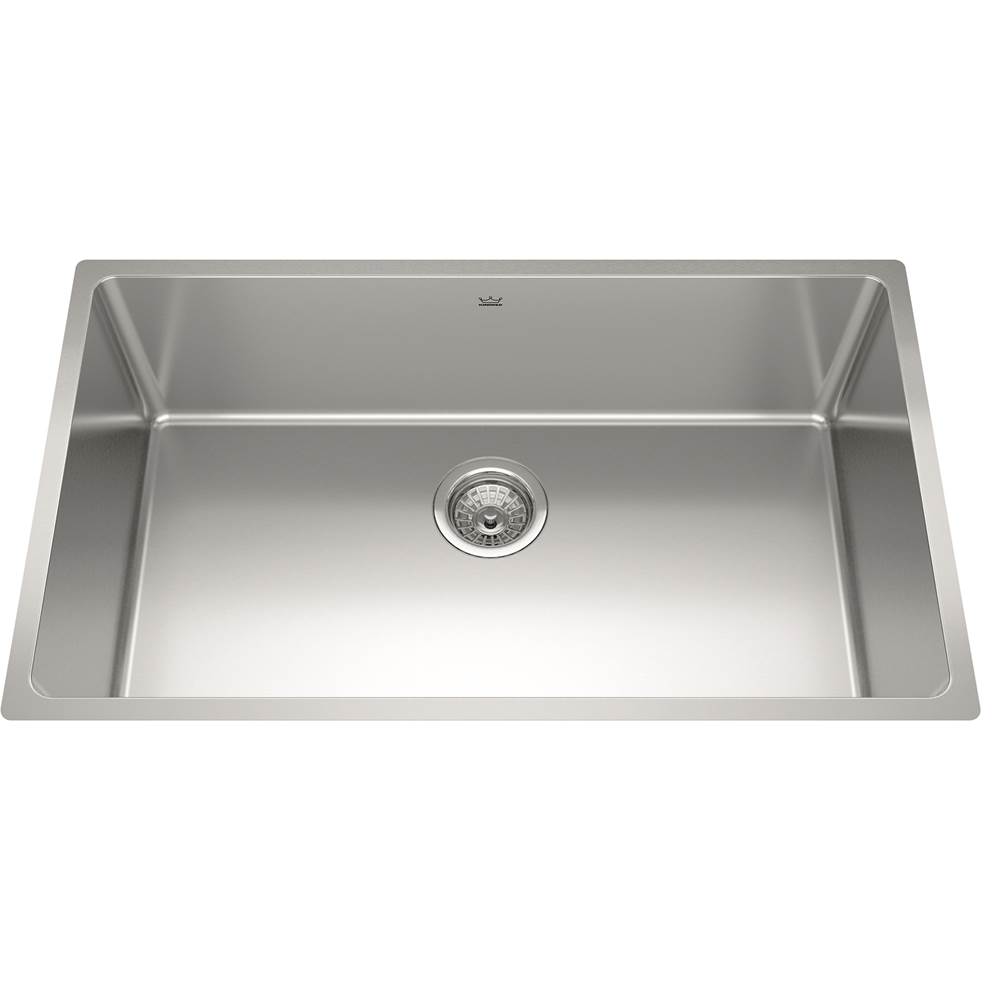 Kindred Brookmore 30.6-in LR x 18.2-in FB x 9-in DP Undermount Single Bowl Stainless Steel Sink, BSU1831-9N