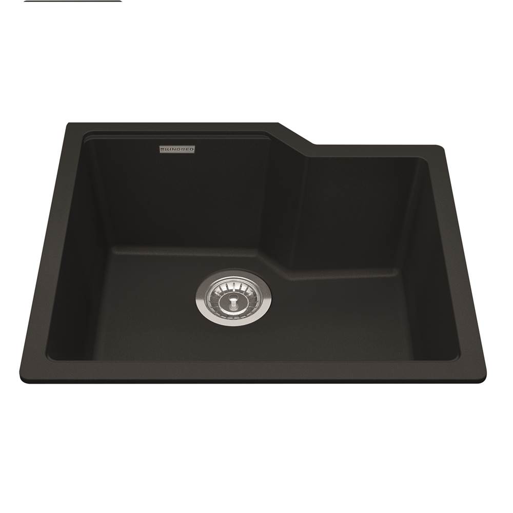 Kindred Granite Series 22.06-in LR x 19.69-in FB Undermount Single Bowl Granite Kitchen Sink in Matte Black