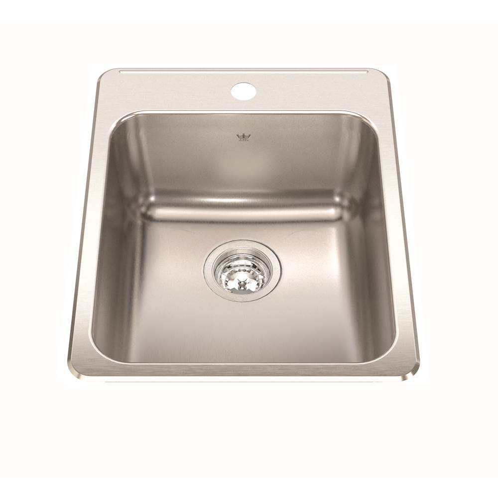 Kindred Steel Queen 17.25-in LR x 22-in FB x 8-in DP Drop In Single Bowl 1-Hole Stainless Steel Kitchen Sink, QSLA2217-8-1N