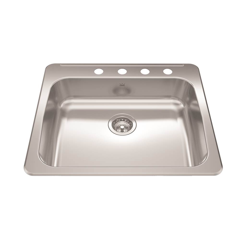 Kindred Reginox 25.62-in LR x 22-in FB Drop In Single Bowl 4-Hole Stainless Steel Kitchen Sink