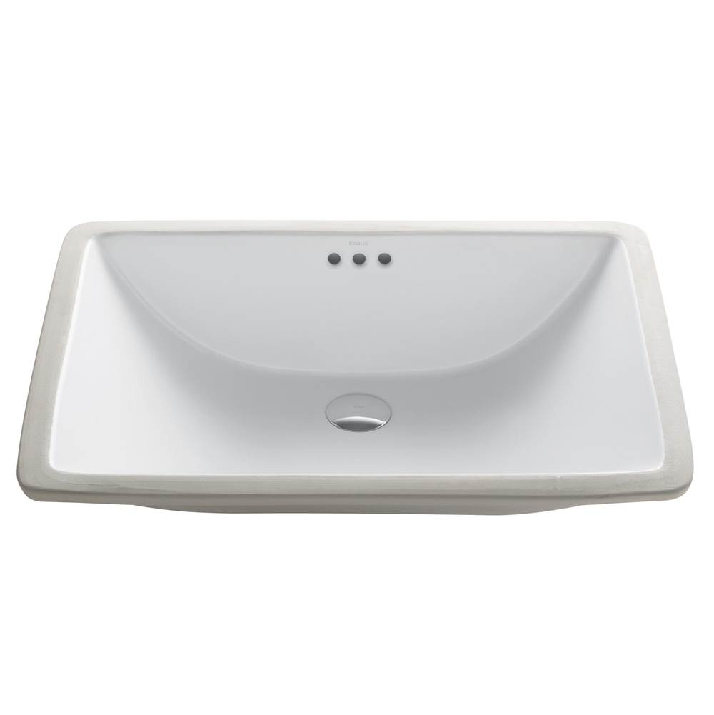 Kraus Elavo 23-inch Rectangular Undermount White Porcelain Ceramic Bathroom Sink with Overflow