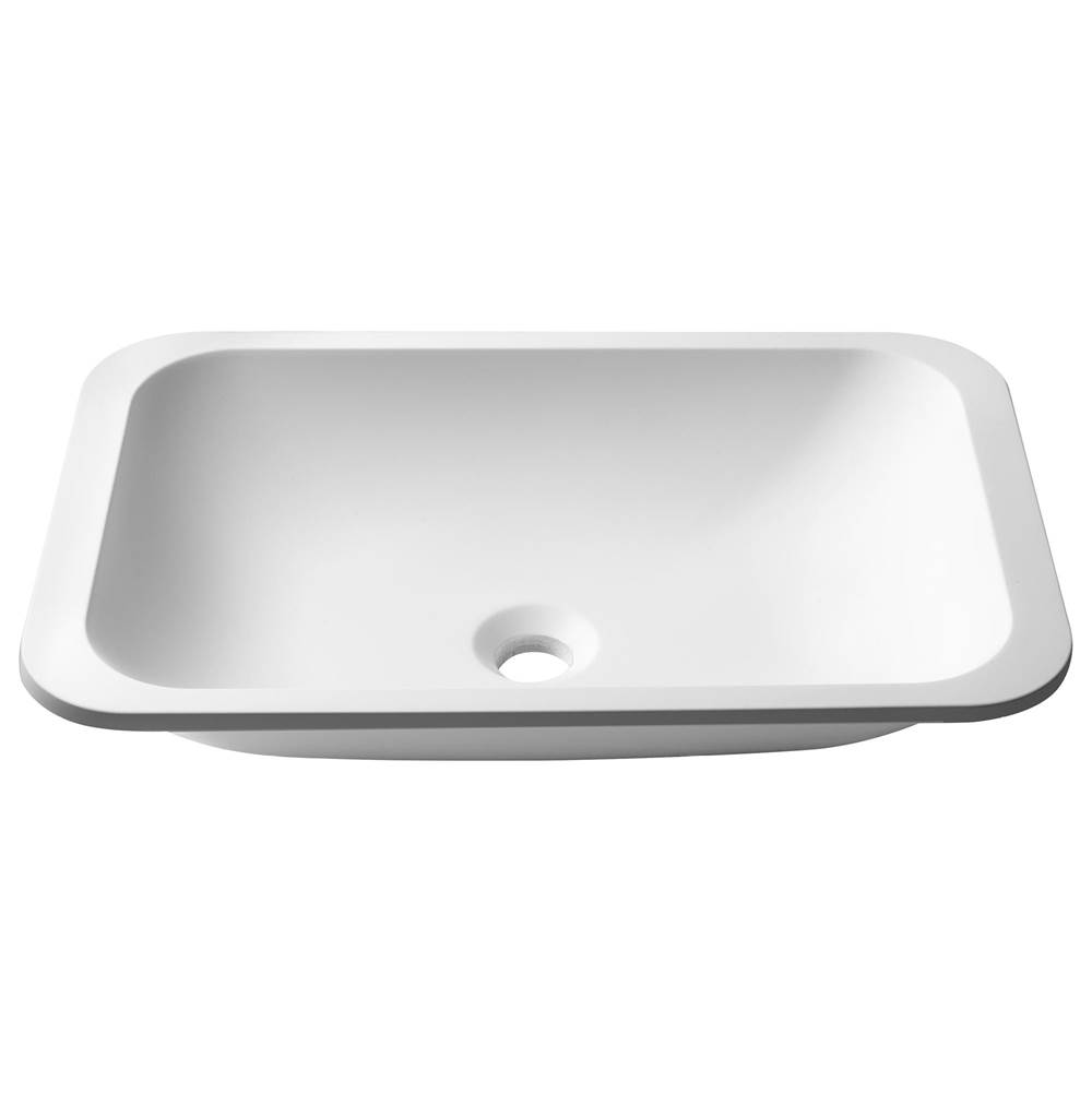 Kraus Natura Rectangle Undermount Composite Bathroom Sink with Matte Finish and Nano Coating in White