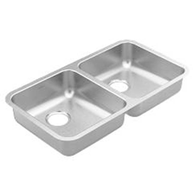 Moen 32''x18'' stainless steel 20 gauge double bowl sink