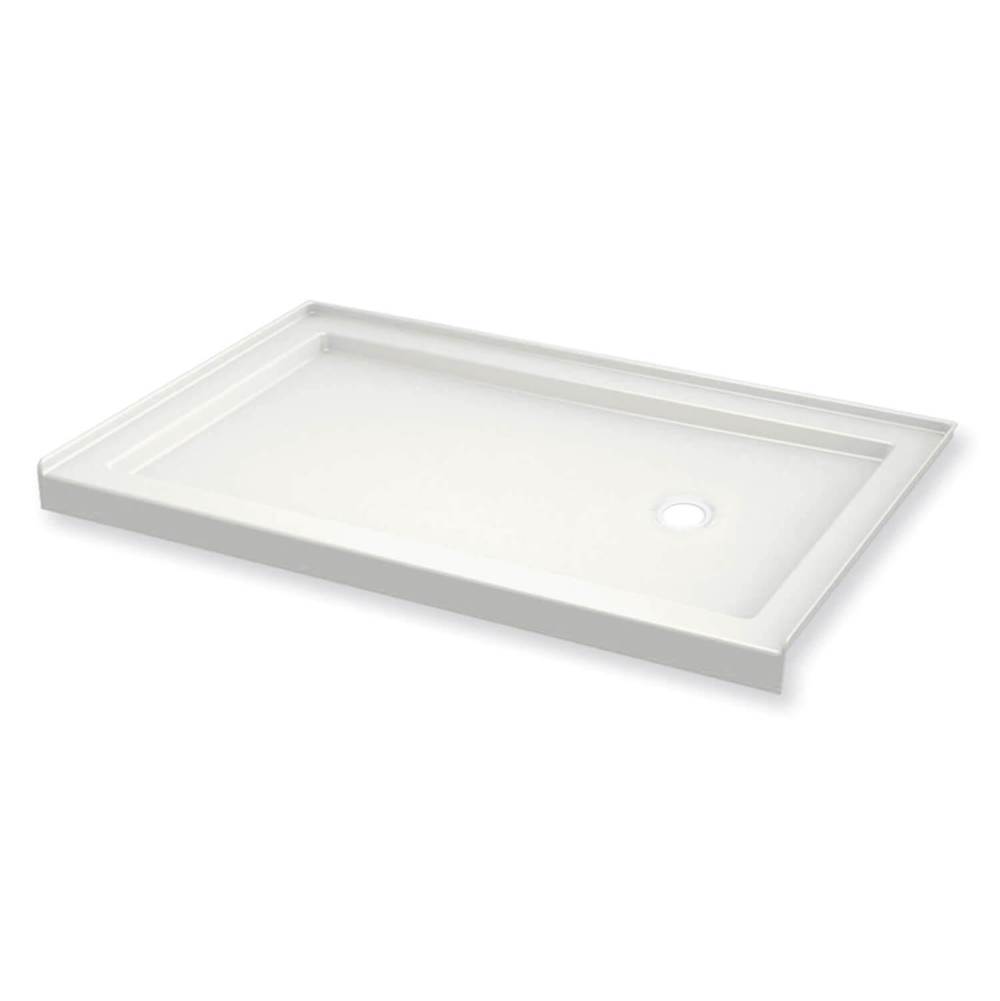 Maax B3Round 6032 Acrylic Alcove Shower Base in White with Left-Hand Drain