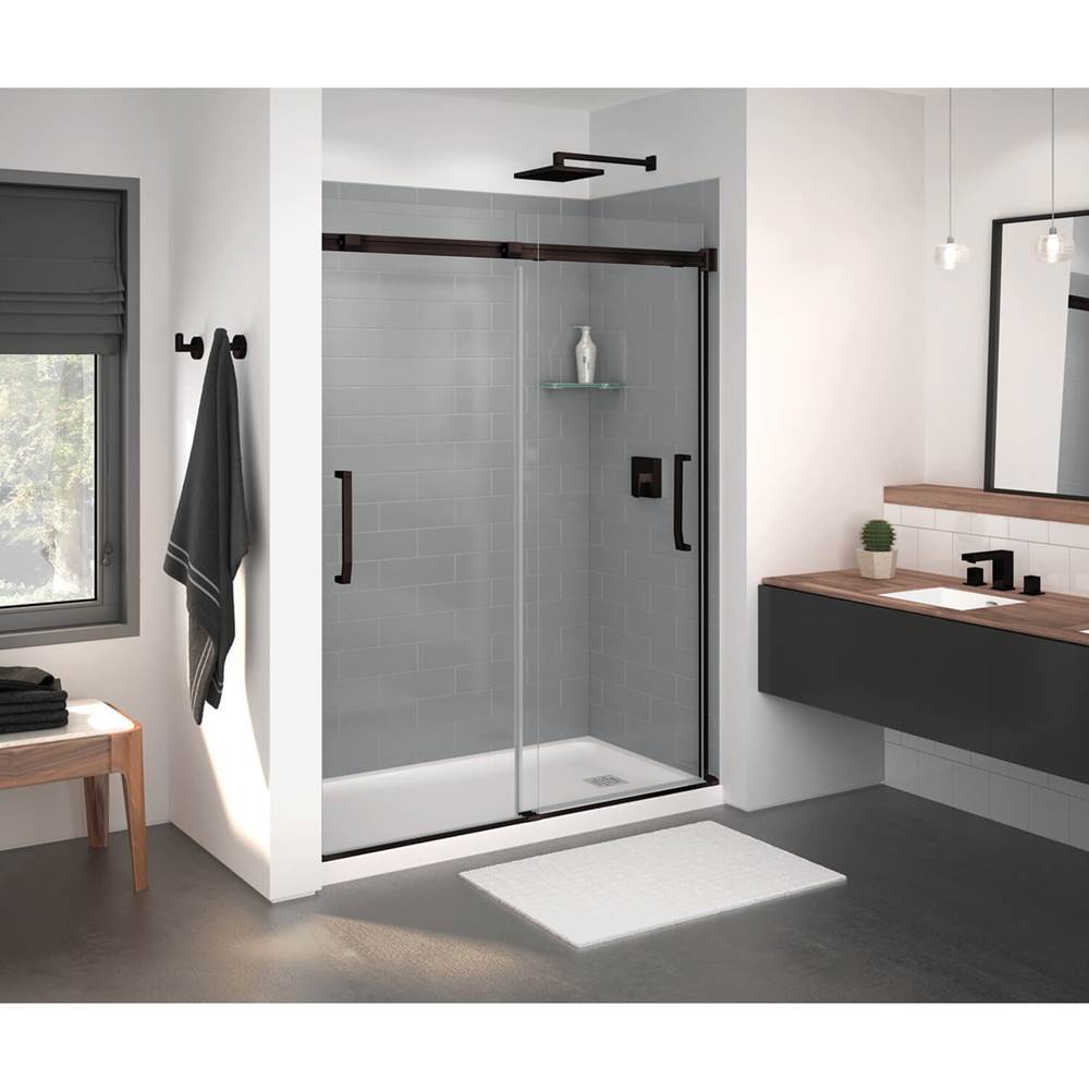 Maax Inverto 56-59 x 70 1/2-74 in. 8mm Sliding Shower Door for Alcove Installation with Clear glass in Dark Bronze