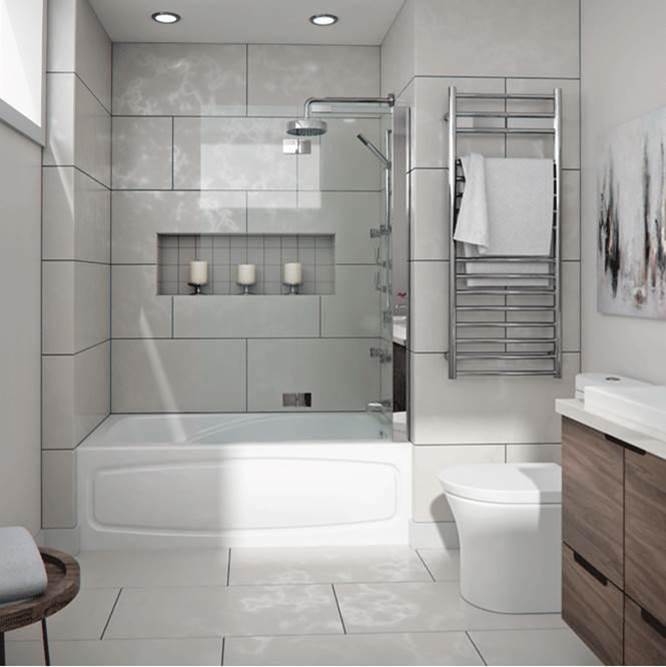 Neptune Entrepreneur JUNA bathtub 30X60 AFR with Tiling Flange and Skirt, Right drain, White