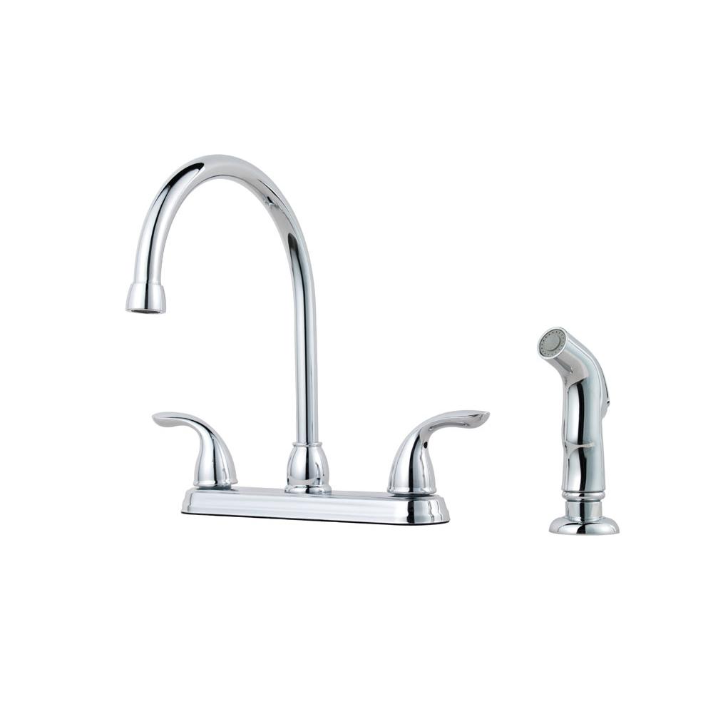 Pfister G136-5000 - Chrome - Two Handle High Arc Kitchen Faucet with Spray