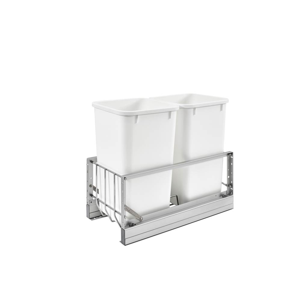 Rev-A-Shelf Aluminum Pull Out Double Trash/Waste Container w/Soft Close