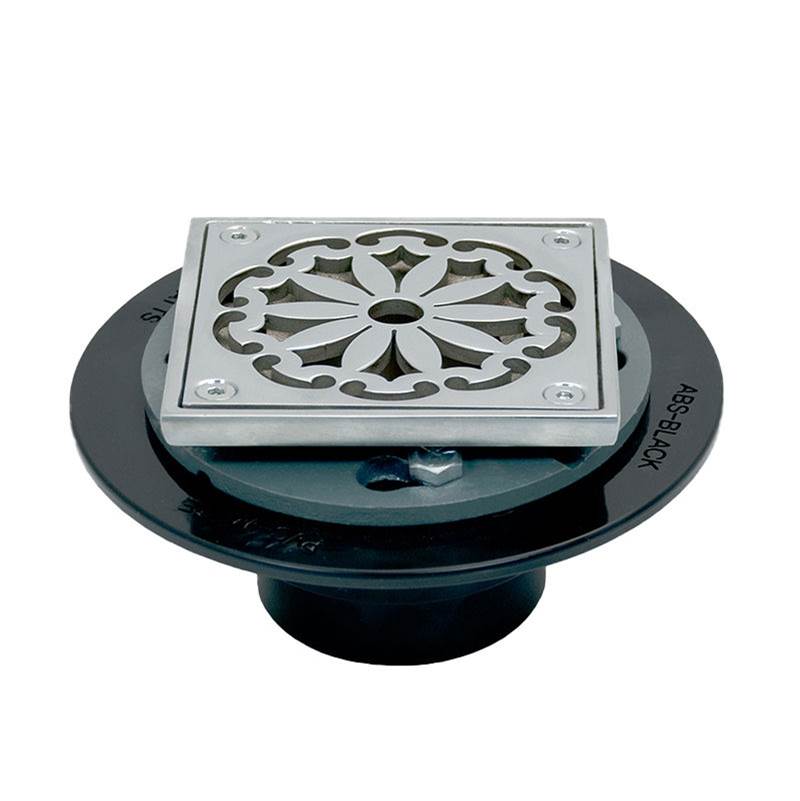 Sigma 4'' Square Fleur ABS Shower Drain with Solid Nickel Bronze Top TRIM SLATE PVD .46