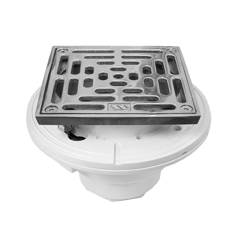 Sigma PVC Floor Drain with 5x5'' Square Adjustable Nickel Bronze Strainer Assembly TRIM OXFORD OIL RUBBED BRONZE .87
