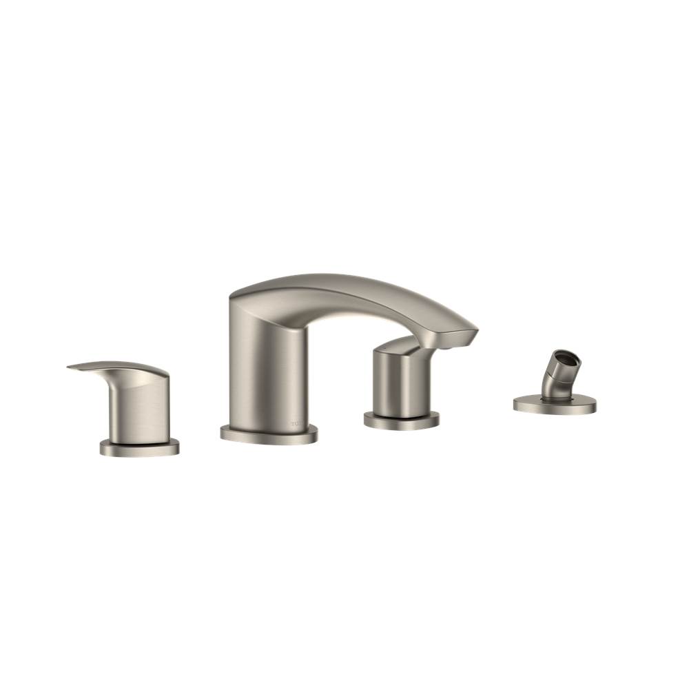 TOTO Toto® Gm Two-Handle Deck-Mount Roman Tub Filler Trim With Handshower, Brushed Nickel