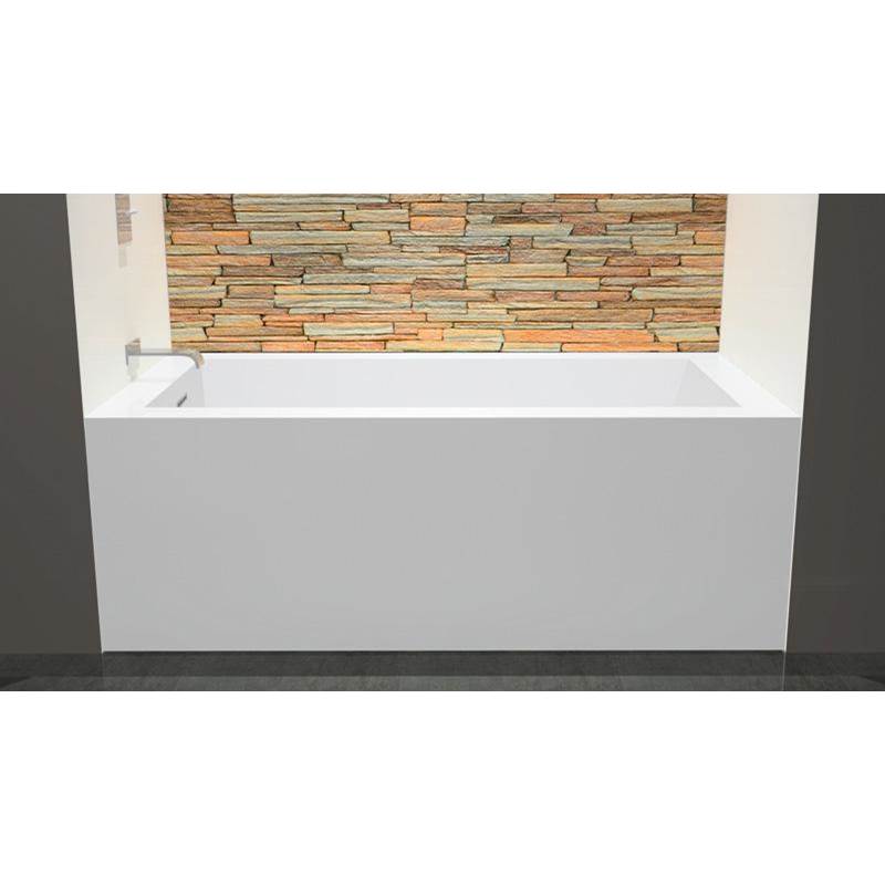 WETSTYLE Cube Bath 60 X 32 X 21 - 1 Wall - R Hand Drain - Built In Mb O/F & Drain - Copper Con - White Matt