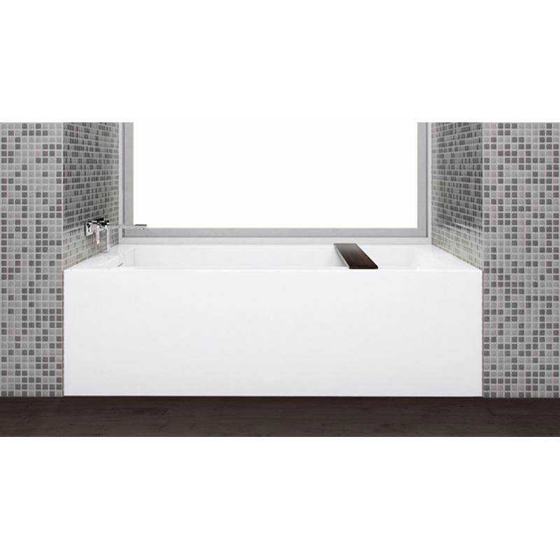 WETSTYLE Cube Bath 60 X 30 X 18 - 3 Walls - L Hand Drain - Built In Pc O/F & Drain - Copper Con - White True High Gloss
