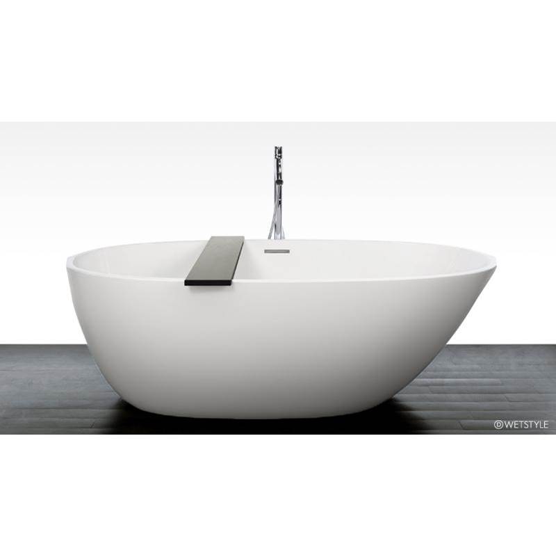 WETSTYLE Be Bath 70 X 38 X 22 - Fs  - Built In Pc O/F & Drain -  Surround Wood Shelf -  Oak Wenge - White True High Gloss