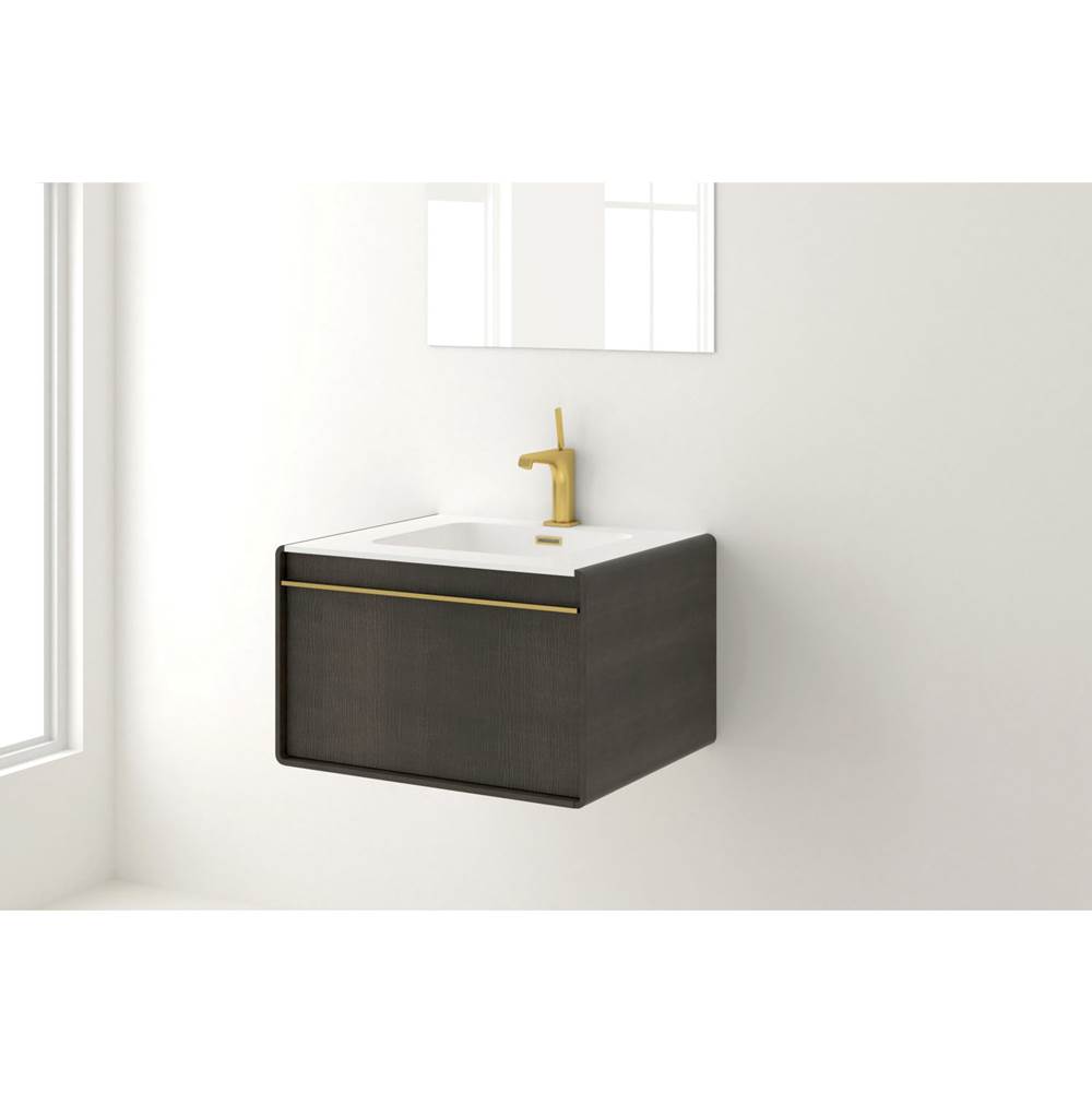 WETSTYLE Deco Vanity Wallmount 48'' - Wl Config Torrified Eucalyptus And Matte Lacquer Stone Harbour Grey - Brushed Steel